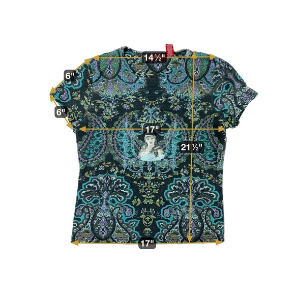 VTG Y2K Gloria Vanderbilt Boho Fairy Renaissance All-Over Goddess Shirt M - Picture 7 of 7